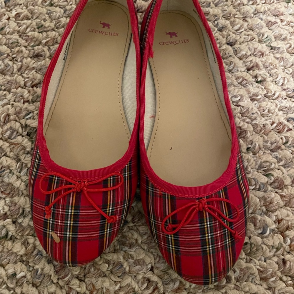 Crewcuts plaid ballet flats sz 4